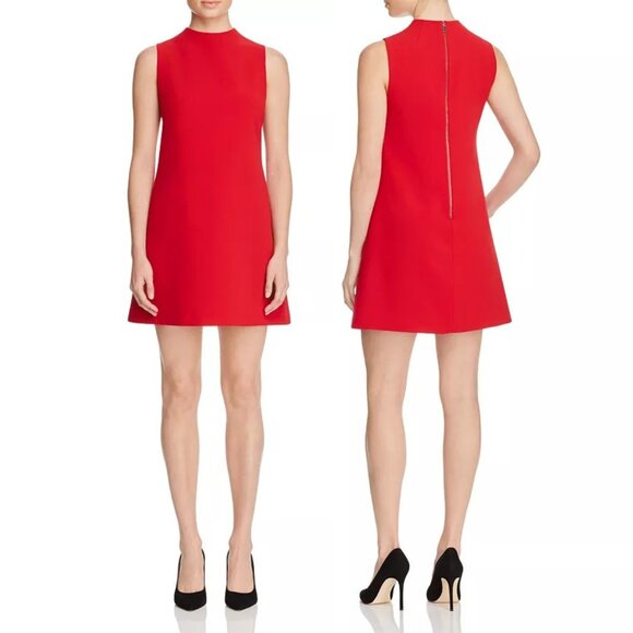 Alice + Olivia Coley Mock Neck Shift Dress - Ruby Red - Size 4